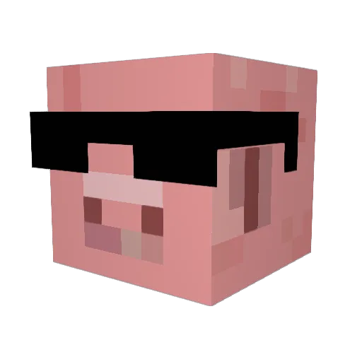 RidingPig Minecraft avatar head, 3D render