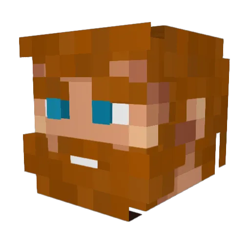 Rigolirte Minecraft avatar head, 3D render