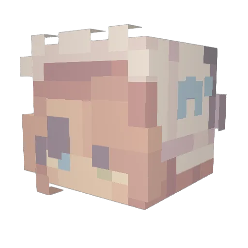 Rikachangg Minecraft avatar head, 3D render