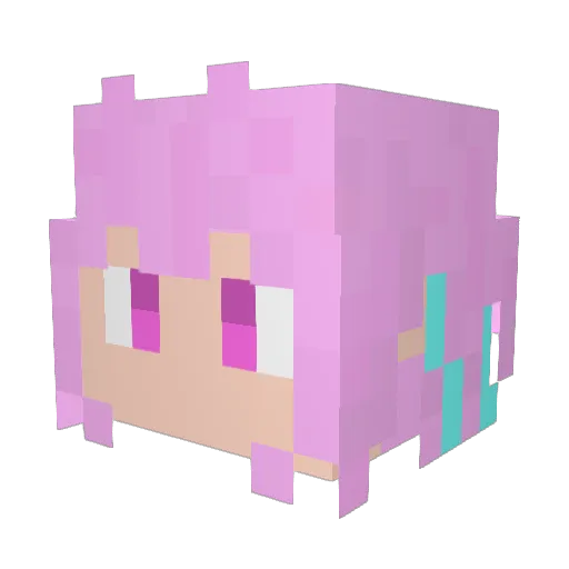 Rinko3X Minecraft avatar head, 3D render
