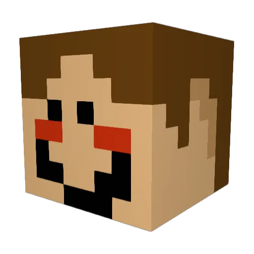RireLine Minecraft avatar head, 3D render