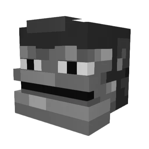 Robotinique Minecraft avatar head, 3D render