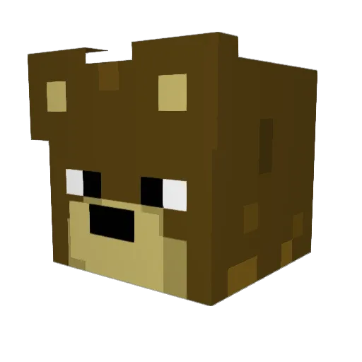 RodneyBear Minecraft avatar head, 3D render