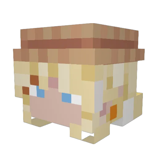 Roengraafmachine Minecraft avatar head, 3D render