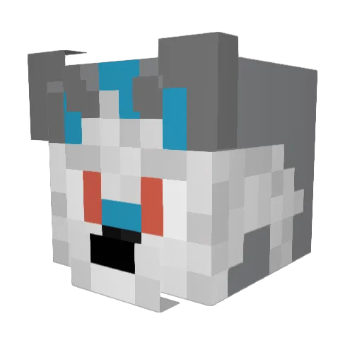 RokkoWusky Minecraft avatar head, 3D render