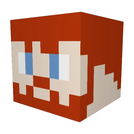 Roosterbutt Minecraft avatar head, 3D render
