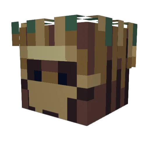Roots Minecraft avatar head, 3D render
