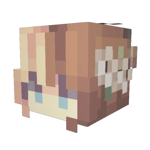 Rose Minecraft avatar head, 3D render
