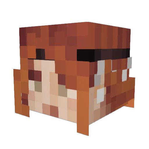Rozoma Minecraft avatar head, 3D render