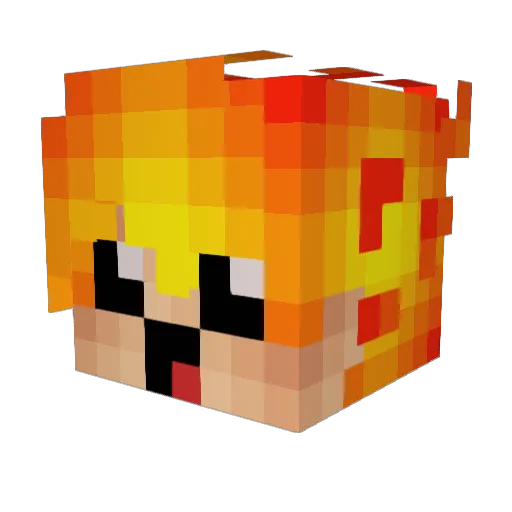 Rubysoho Minecraft avatar head, 3D render