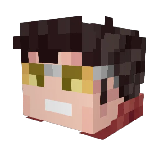 Rulezuki Minecraft avatar head, 3D render