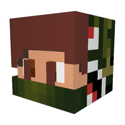 RushKiwi Minecraft avatar head, 3D render