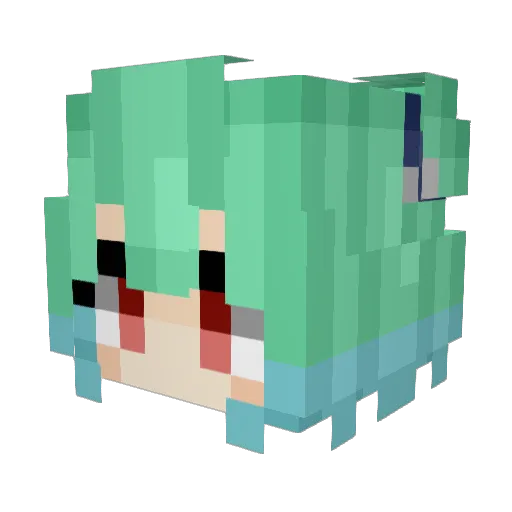 Rushia Minecraft avatar head, 3D render