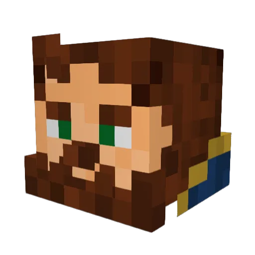 RuthlessVegan Minecraft avatar head, 3D render