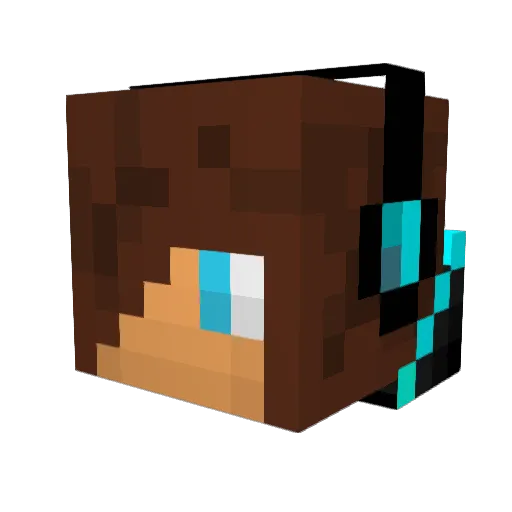 Rutuki Minecraft avatar head, 3D render