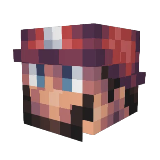 Rydeeeer Minecraft avatar head, 3D render