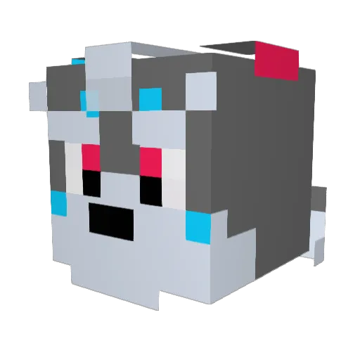 Ryokuo Minecraft avatar head, 3D render