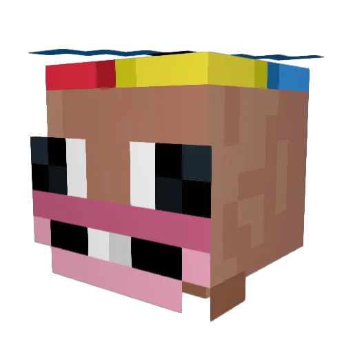 S4X0077 Minecraft avatar head, 3D render