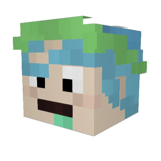 SOUPP0RT Minecraft avatar head, 3D render