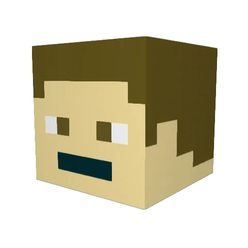 SPGamingUK Minecraft avatar head, 3D render