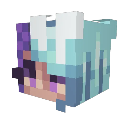 Sapphi Minecraft avatar head, 3D render