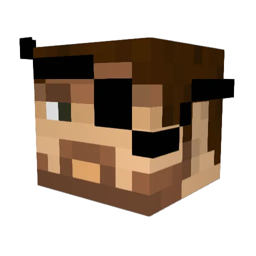 SaschaBench Minecraft avatar head, 3D render