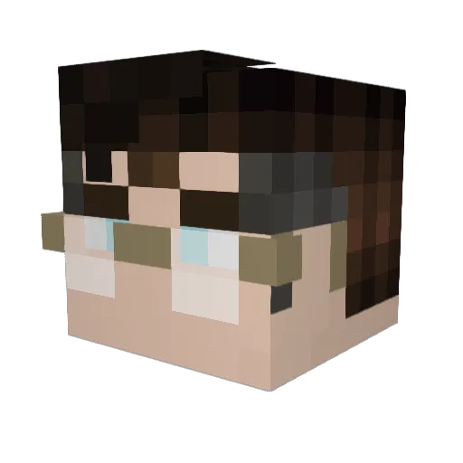 Schachprofi Minecraft avatar head, 3D render