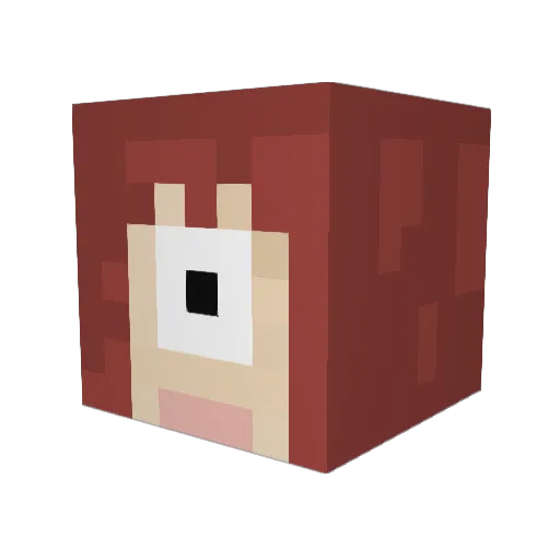 Schimmli Minecraft avatar head, 3D render