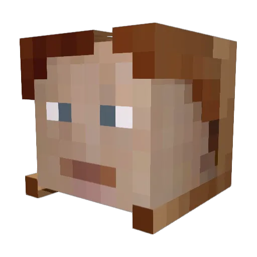 Schnerdette Minecraft avatar head, 3D render