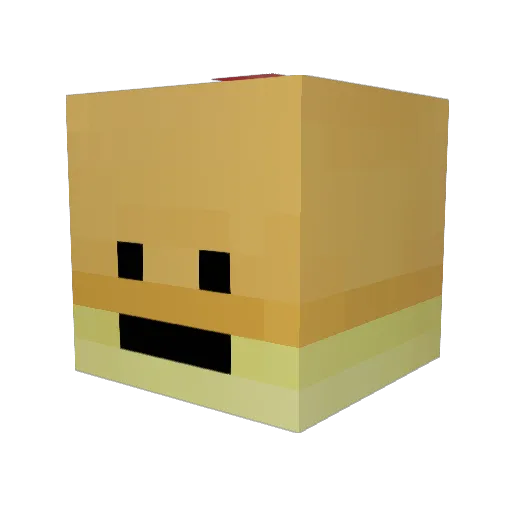 Scraggy Minecraft avatar head, 3D render