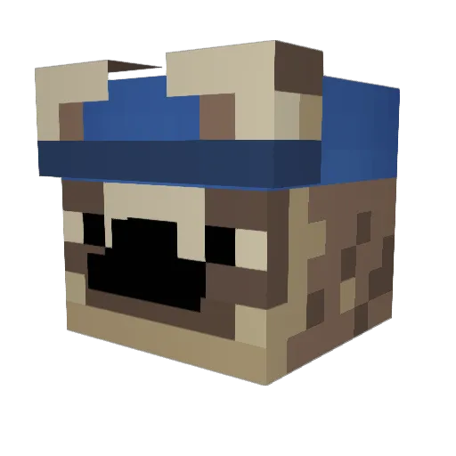 Seaboid Minecraft avatar head, 3D render