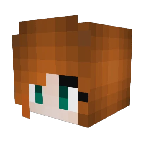 Secra Minecraft avatar head, 3D render