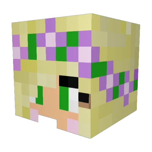 SeemsPeachy Minecraft avatar head, 3D render