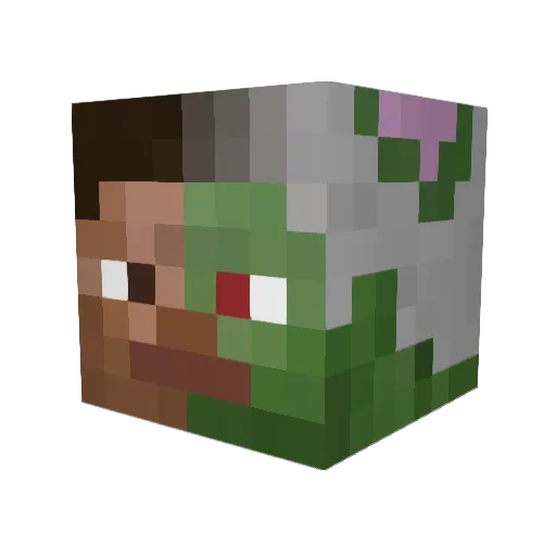 Semisynthetic Minecraft avatar head, 3D render