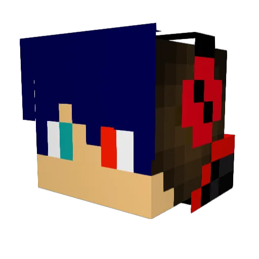 SenpaiMany Minecraft avatar head, 3D render