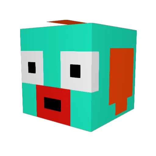 SexualFishman Minecraft avatar head, 3D render