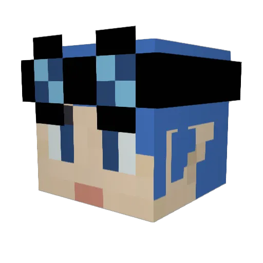 ShaderBlue12 Minecraft avatar head, 3D render