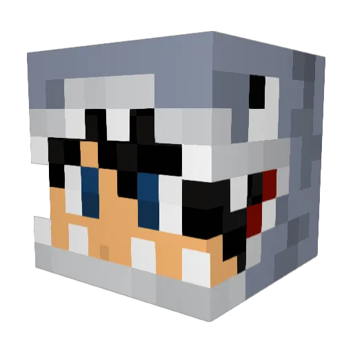 SharkaShark Minecraft avatar head, 3D render