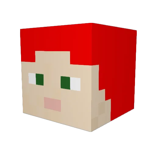 Shelllu Minecraft avatar head, 3D render