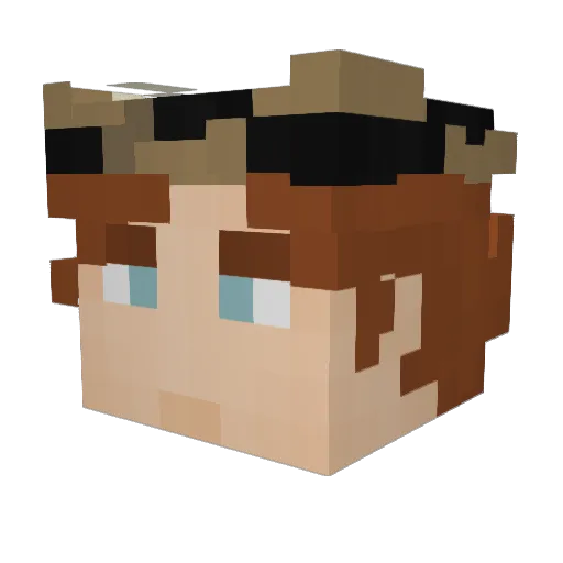 Shelteredspore Minecraft avatar head, 3D render