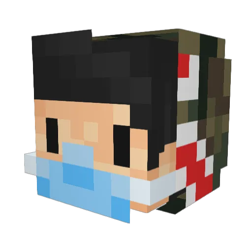 Shido Minecraft avatar head, 3D render