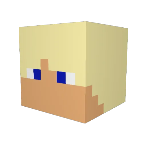 Shinohamaru Minecraft avatar head, 3D render