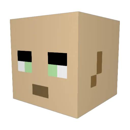 Shmecklan Minecraft avatar head, 3D render