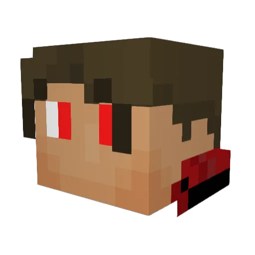 Shrednas Minecraft avatar head, 3D render