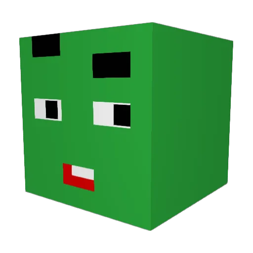 Sindssyg Minecraft avatar head, 3D render