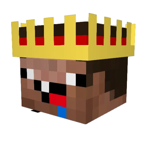 SirNoobKing Minecraft avatar head, 3D render