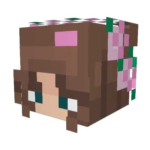 Siramiri Minecraft avatar head, 3D render