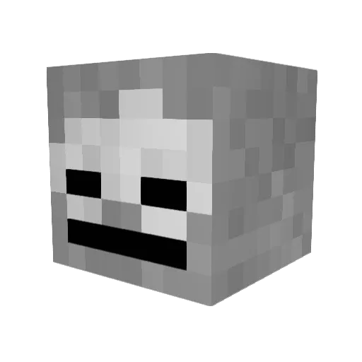 Skeletie Minecraft avatar head, 3D render