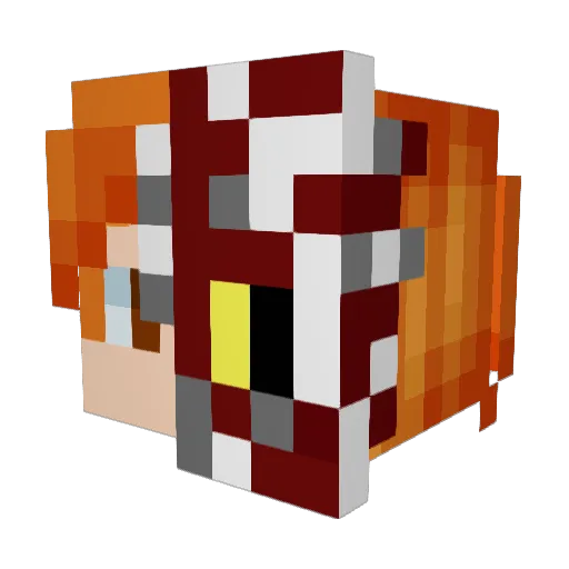 Skering Minecraft avatar head, 3D render