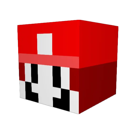 Sketmario Minecraft avatar head, 3D render